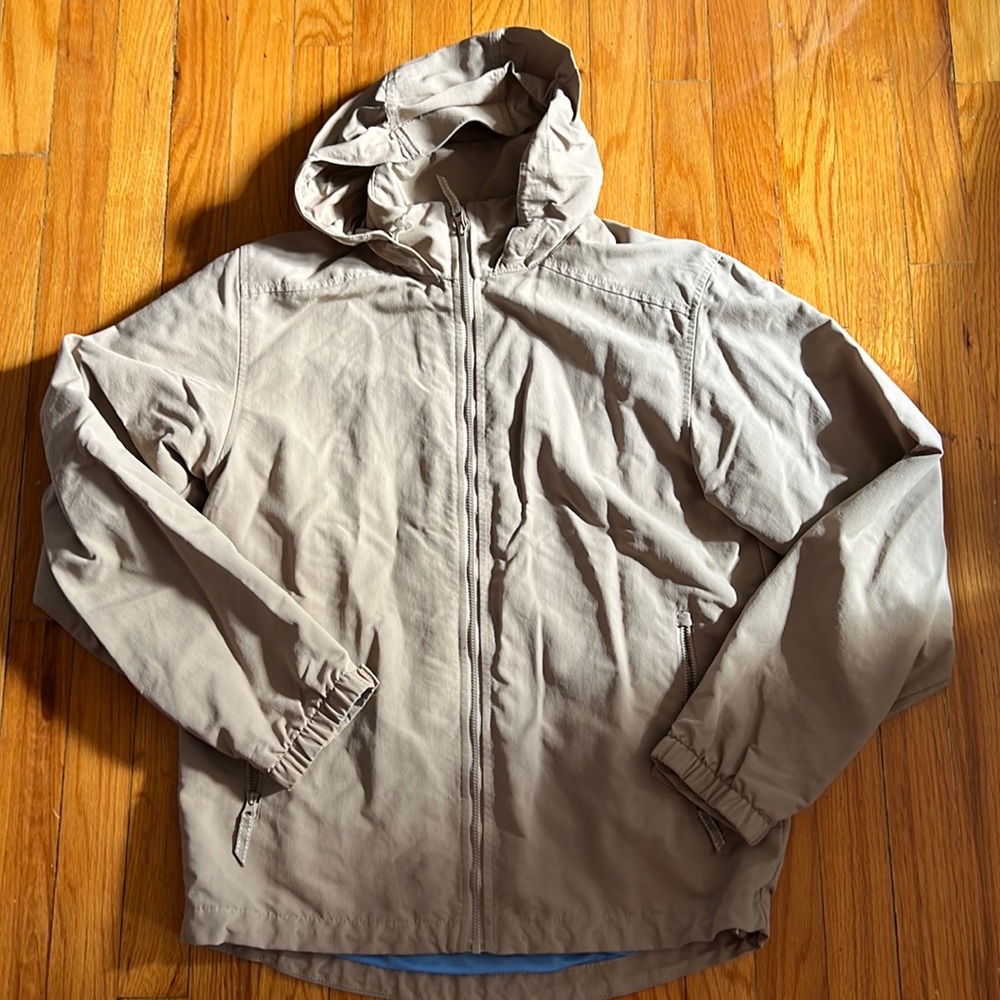 Lands' End Jacket Womens Small 34-36 Beige Full Zip Hooded Collared lined